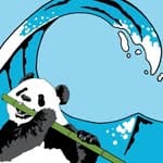 Panda Pools logo: an illustrated panda holding a bamboo pole in front of a blue wave